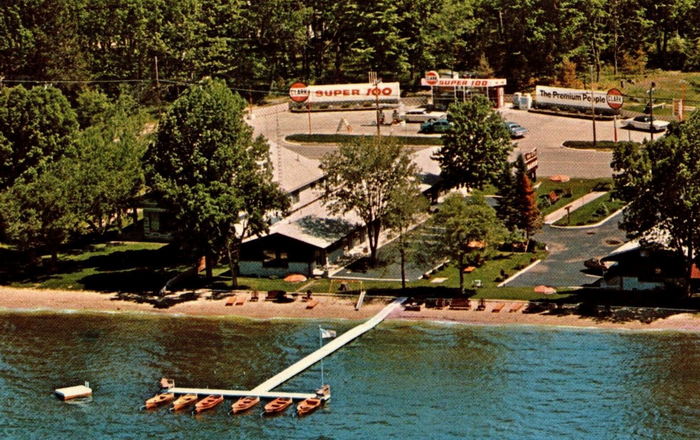 Reflections on the Lake (Gas Lite Manor) - Vintage Postcard